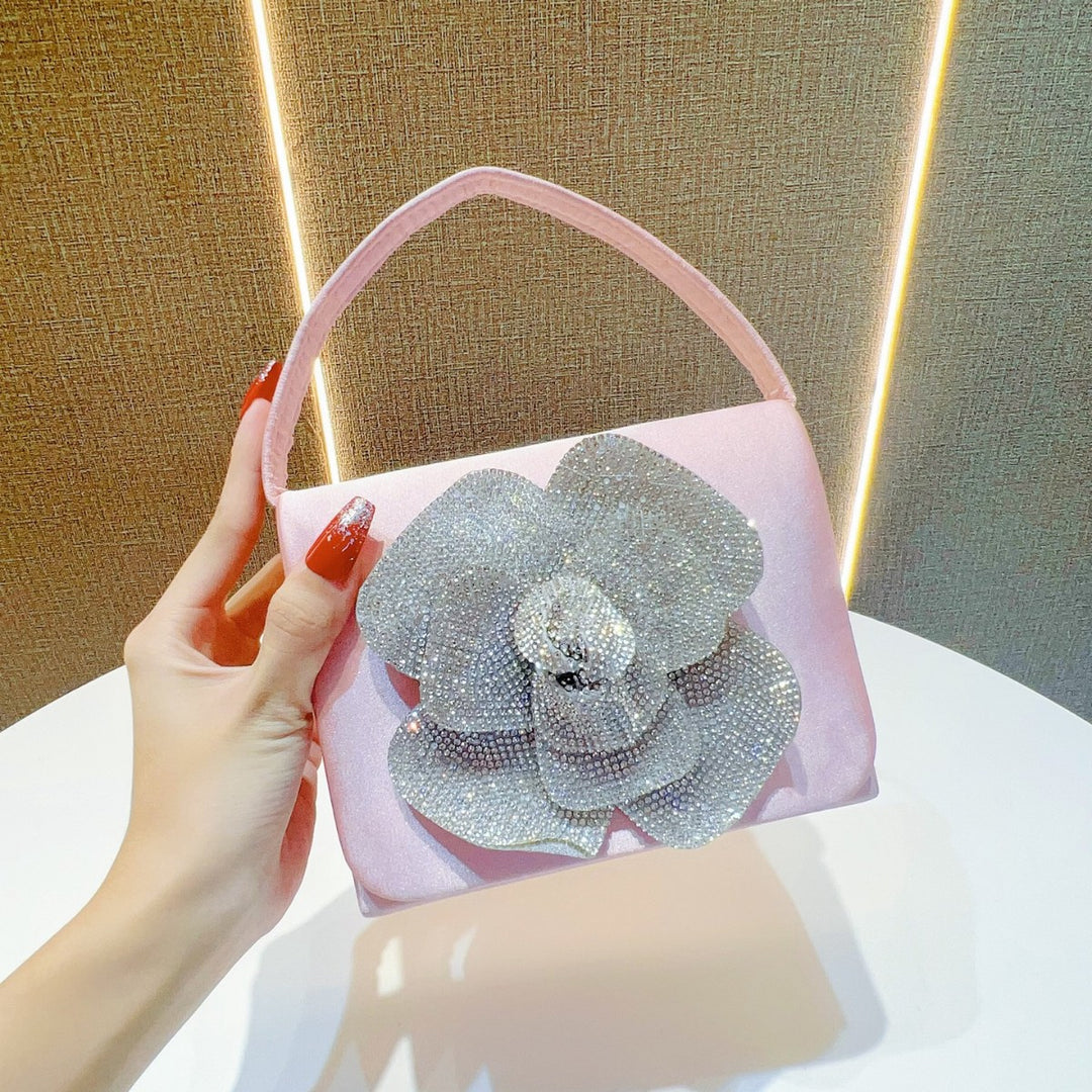 Floral Rhinestone-Embellished Evening Bag