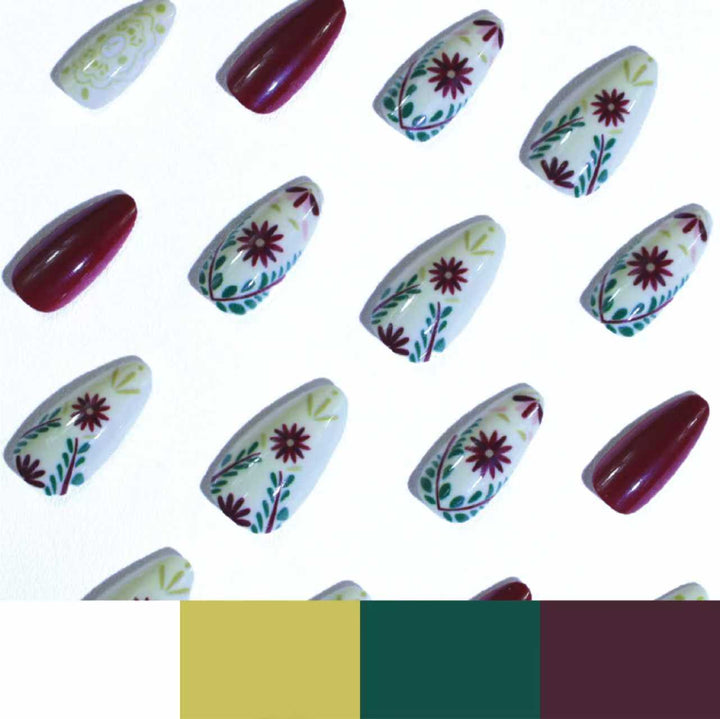 Artistic Floral Design Acrylic Nail Enhancements Stornfield