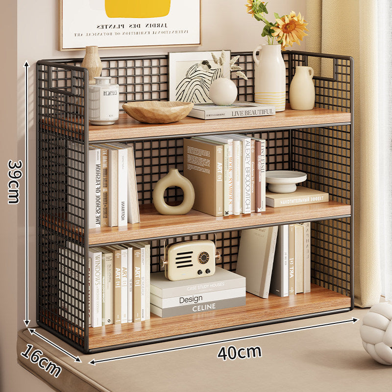 Tiered Metal Grid Countertop Display Shelf Organizer with Open Mesh Panels