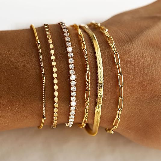 Multi-Layered Silver Charm Bracelet Set Stornfield