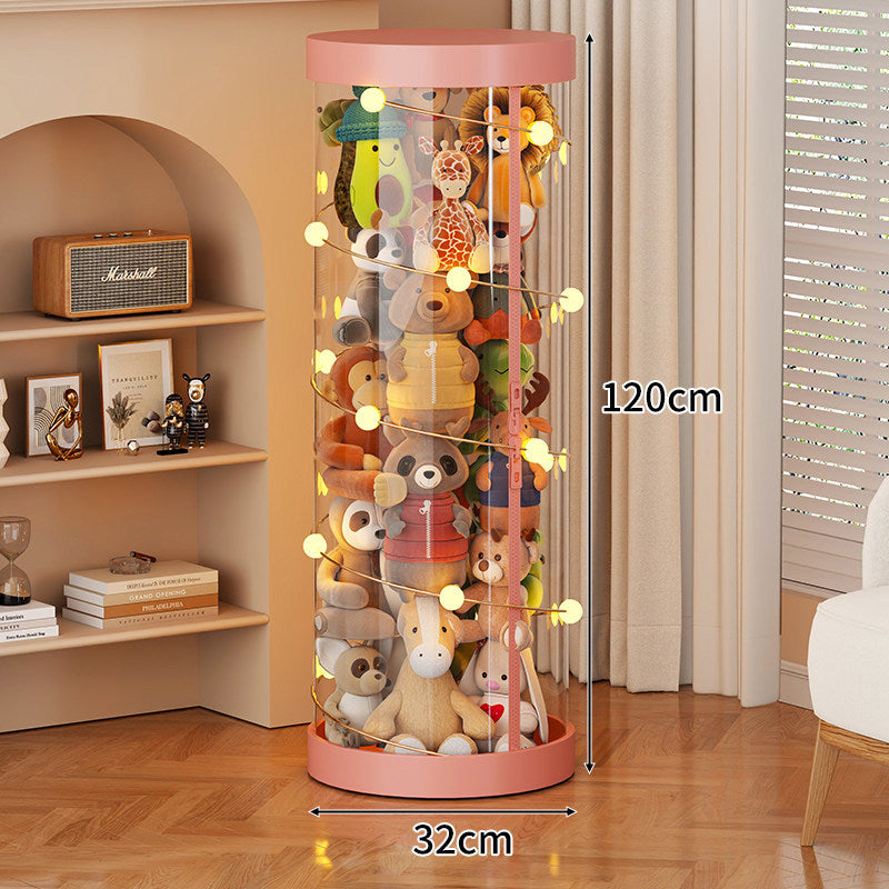 Tall Transparent Cylindrical Plush Toy Display & Storage Tower