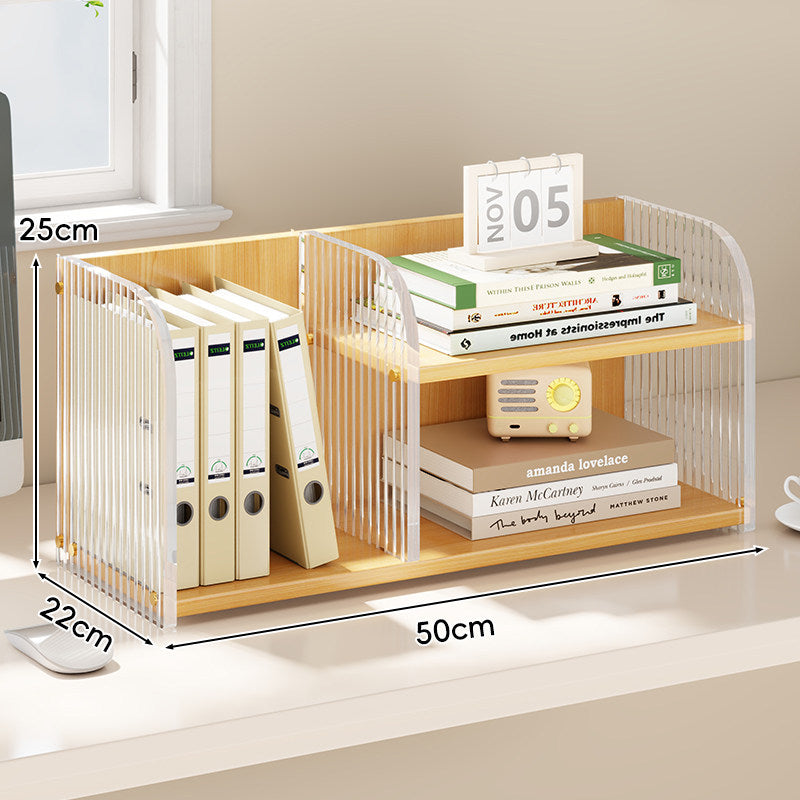 Curved-Acrylic Panel Dual-Compartment Desktop Book and Document Organizer