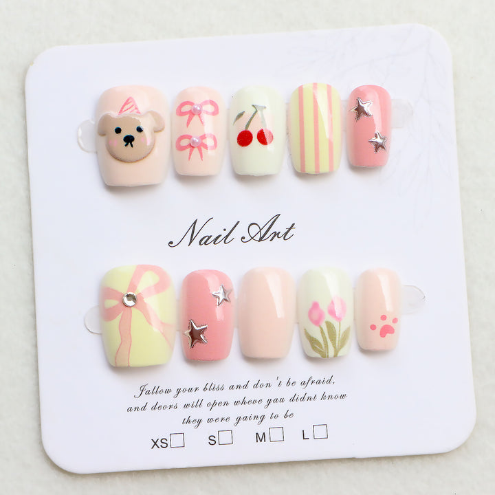 Cute Themed Press-On Nail Art Set Stornfield