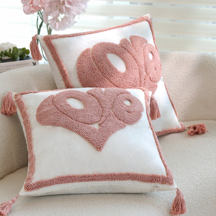 Playful decorative cushion with heart design