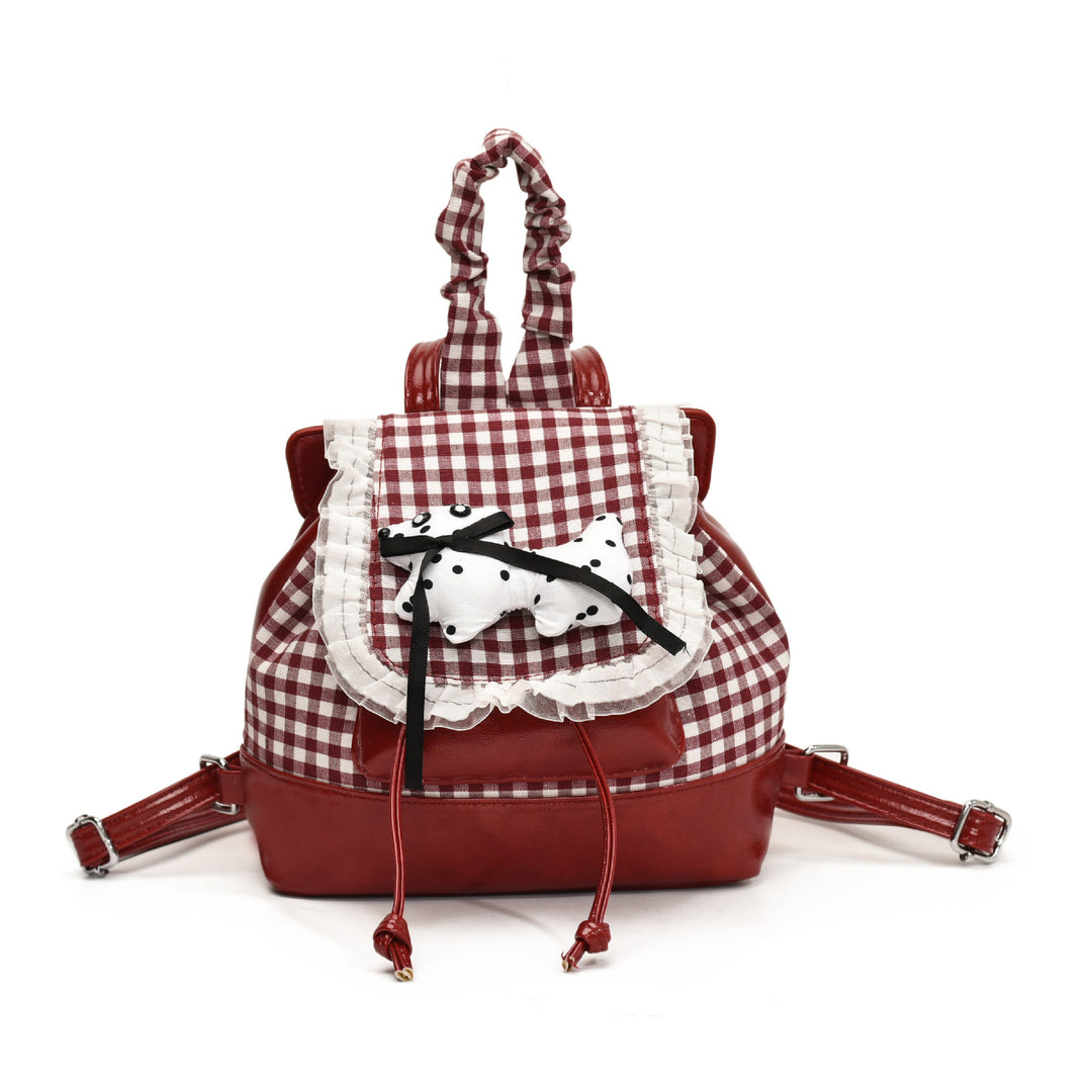 Playful backpack with checkered pattern and animal appliqué Stornfield