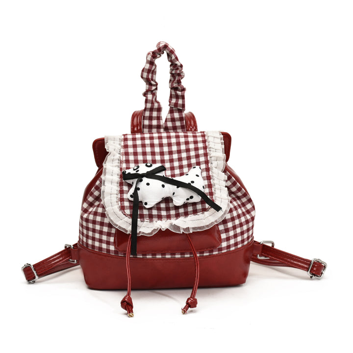 Playful backpack with checkered pattern and animal appliqué Stornfield