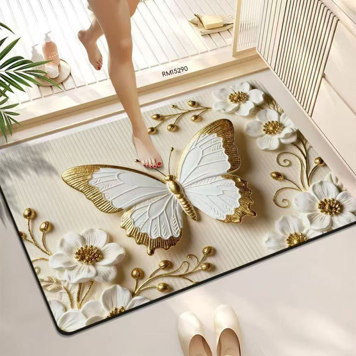 3D Butterfly Pattern Bath Mat