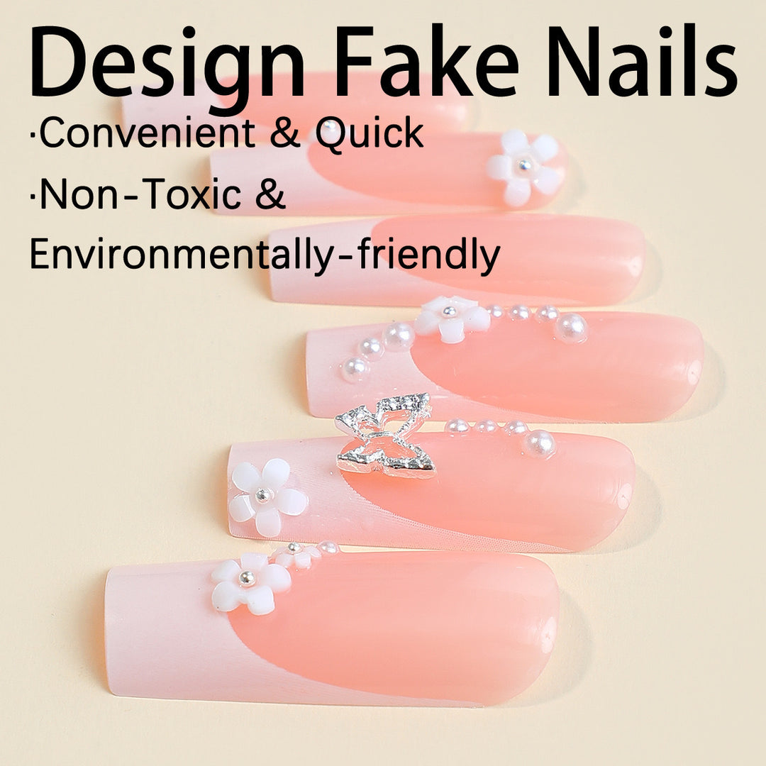 Nail art set with charming flower and butterfly accents Stornfield