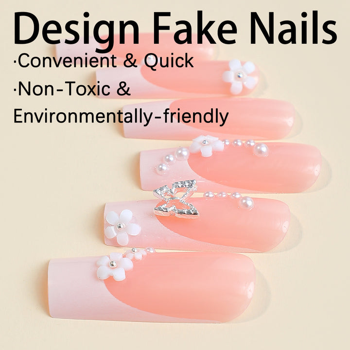 Nail art set with charming flower and butterfly accents Stornfield