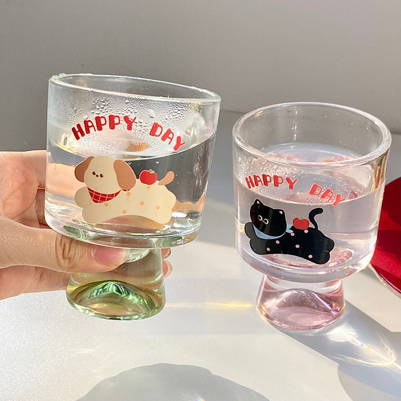Glass chalice with cheerful cat motif Stornfield
