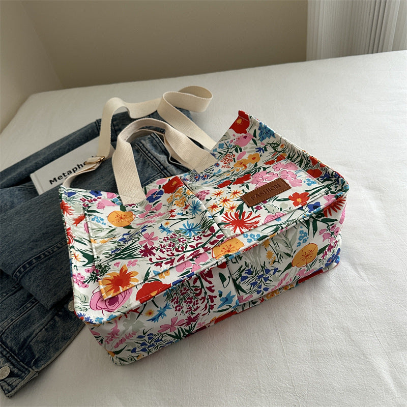 Floral Printed Canvas Tote