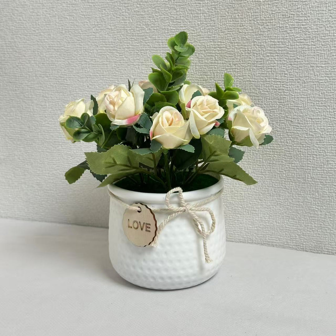 Lifelike Decorative Artificial Rose Plant Arrangement