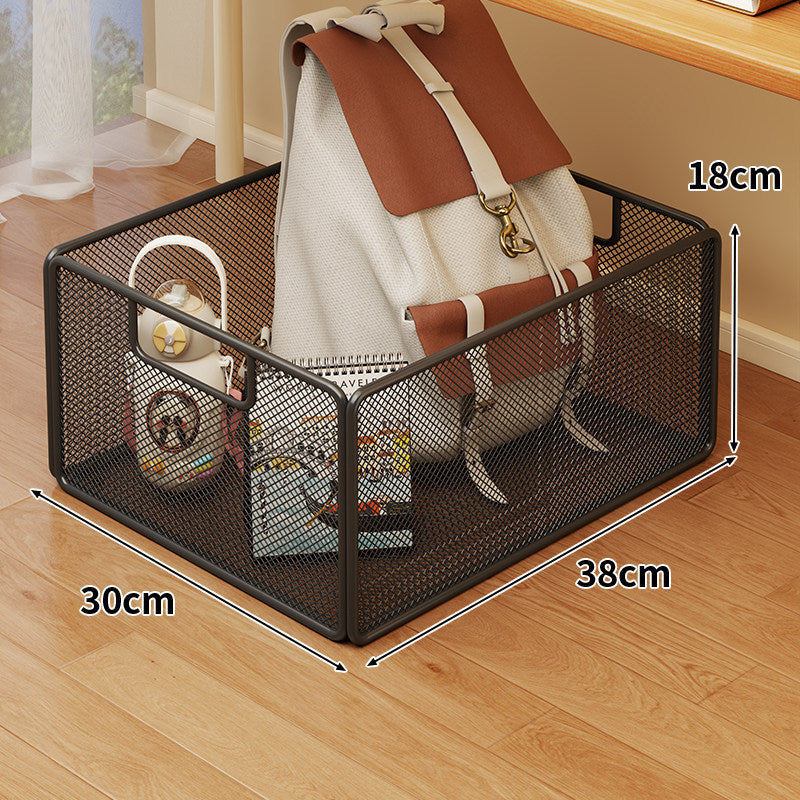 Rolling Mesh Under-Desk Storage Basket with Locking Casters and Ventilated Metal Sides