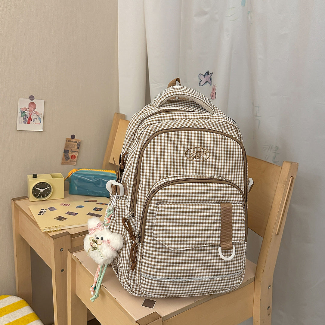 Stylish Checkerboard Pattern Backpack Stornfield 1791205963