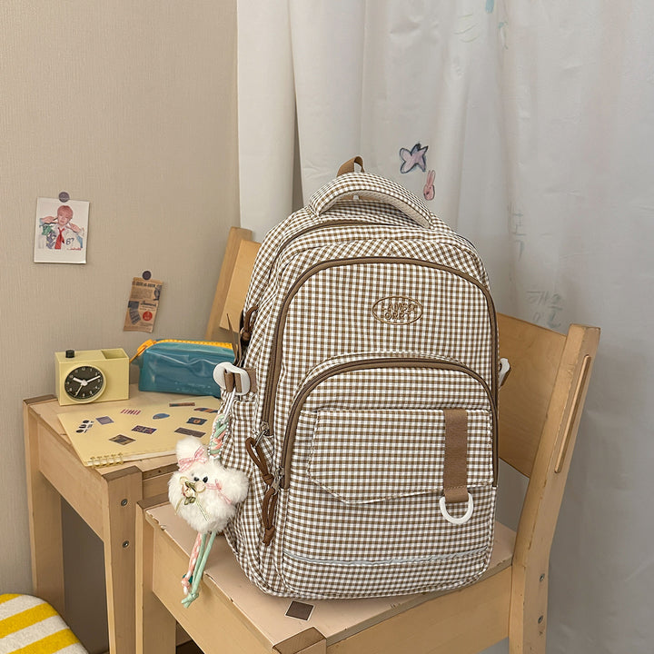 Stylish Checkerboard Pattern Backpack Stornfield 1791205963
