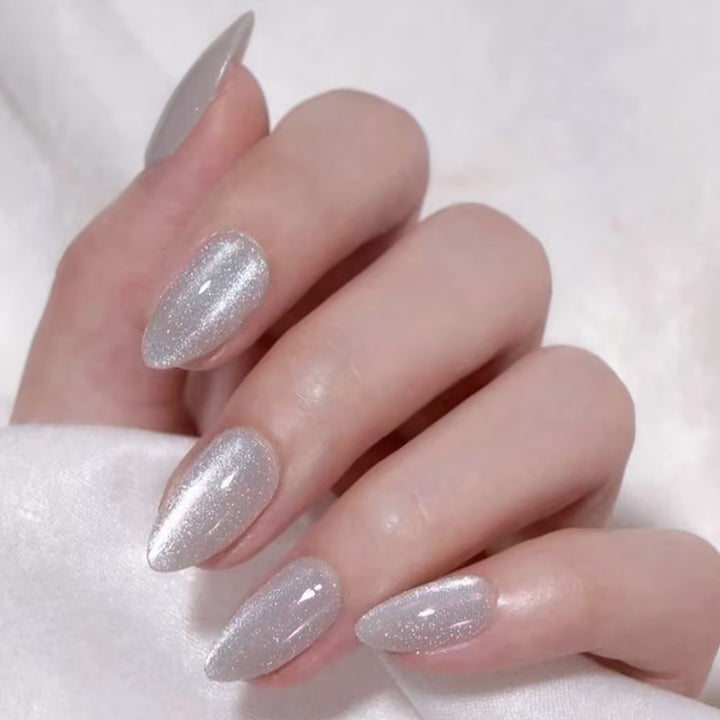 Glittery Almond-Shaped Nail Extensions