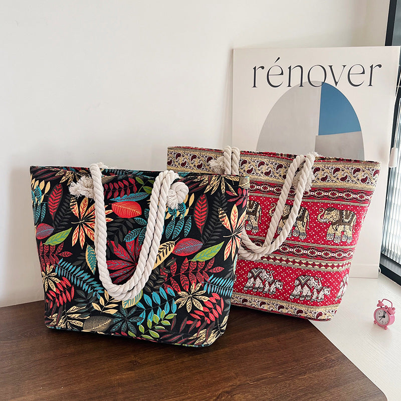 Striped Canvas Beach Tote