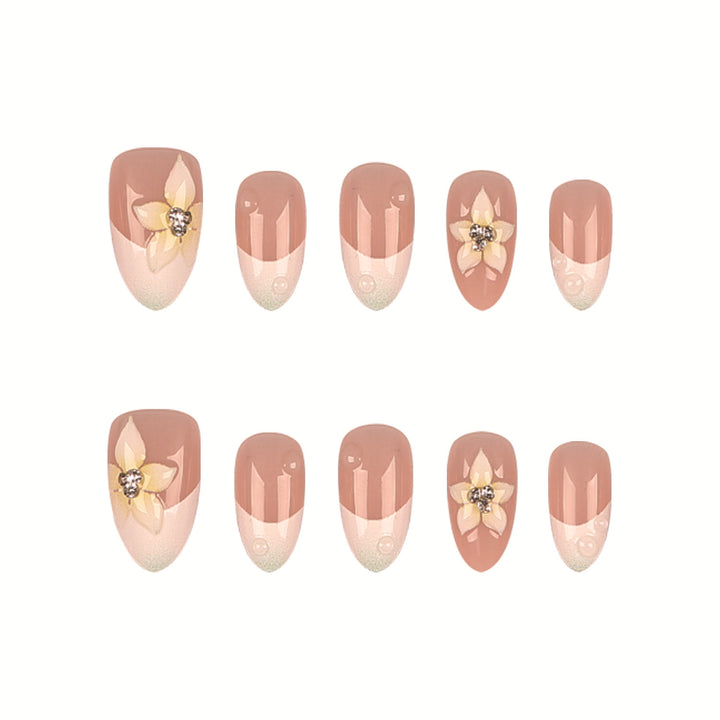 Floral Embellished Press-On Nail Design