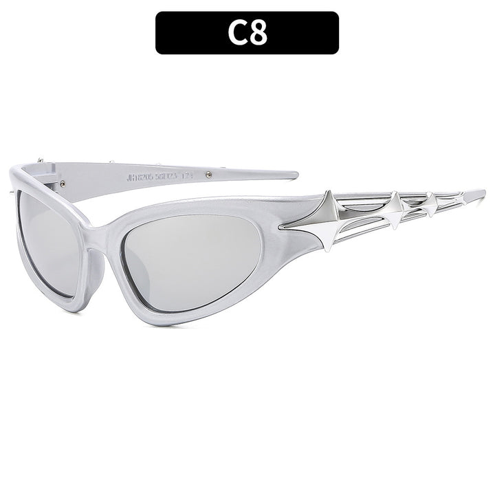 Futuristic Star-Detail Shield Sunglasses