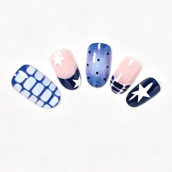 Artistic Ocean-Inspired Press-On Nail Set Stornfield