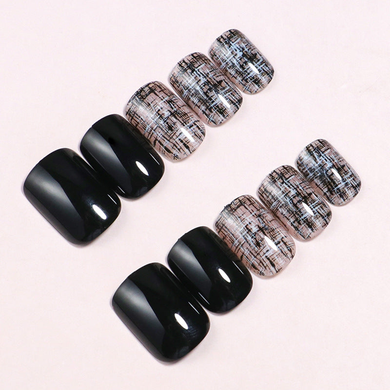 Glossy Artistic Press-On Nail Set with Abstract Design Stornfield