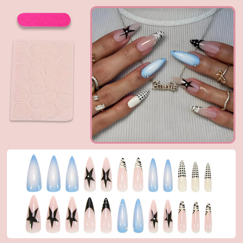 Acrylic nail set with stylish geometric designs and glamorous accents Stornfield