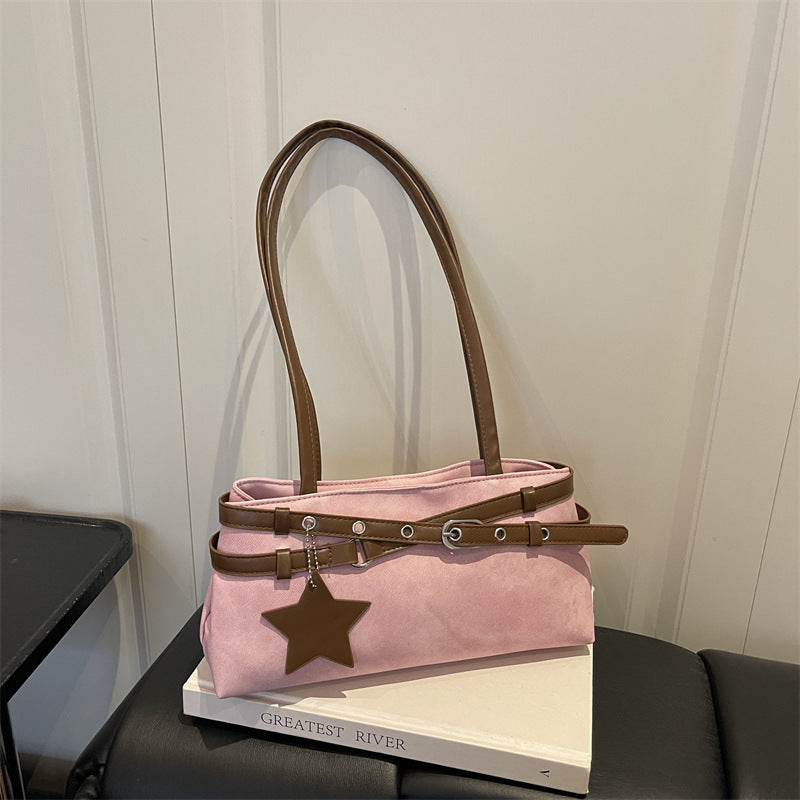 Stylish Faux Suede Handheld Tote Bag