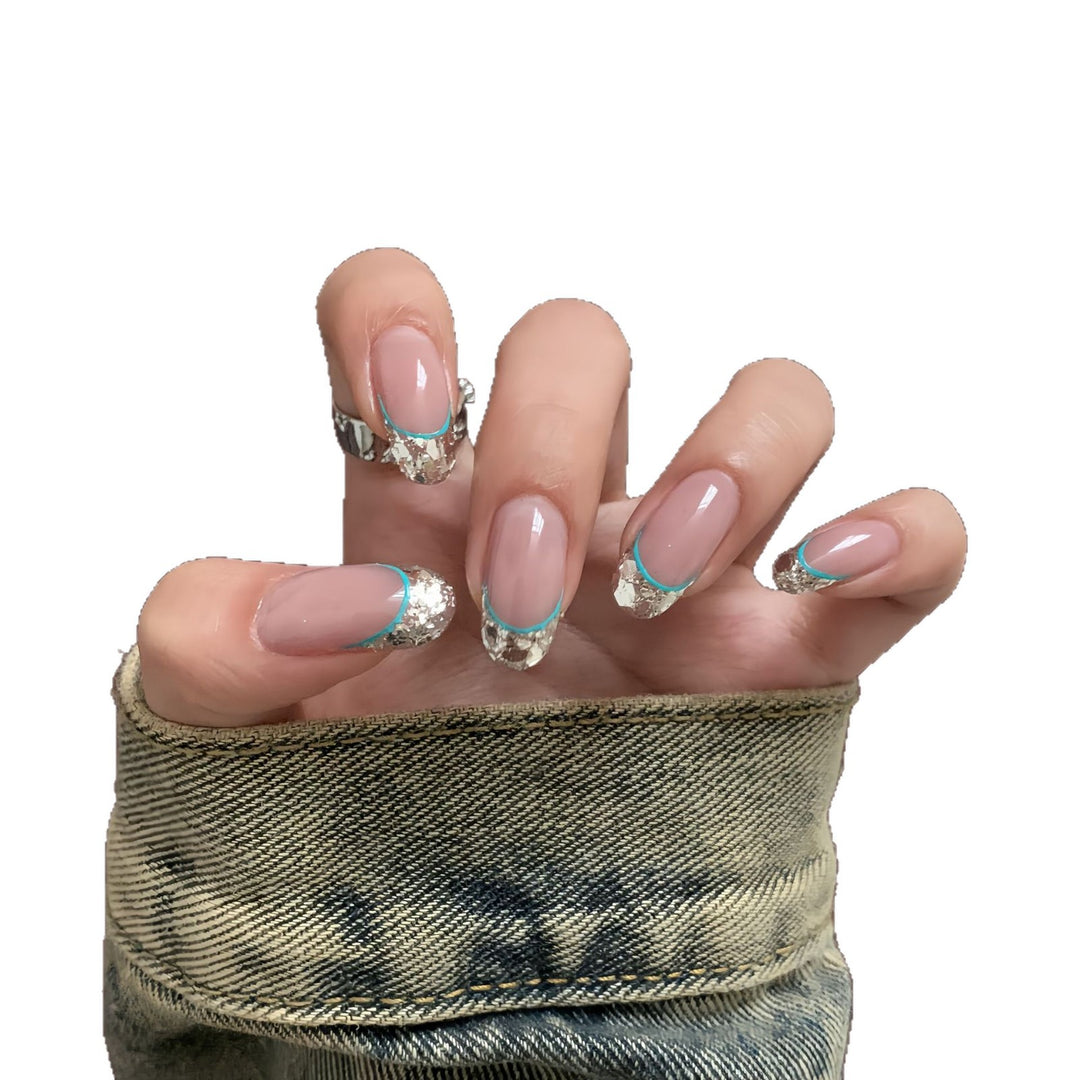 Artificial nails with shimmering glitter and elegant French-tip design Stornfield