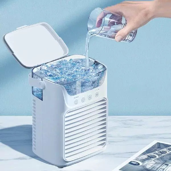 Unisex one size compact portable evaporative micro air cooler with removable ice container more speeds whisper quiet fan and adjustable directional louvers Stornfield
