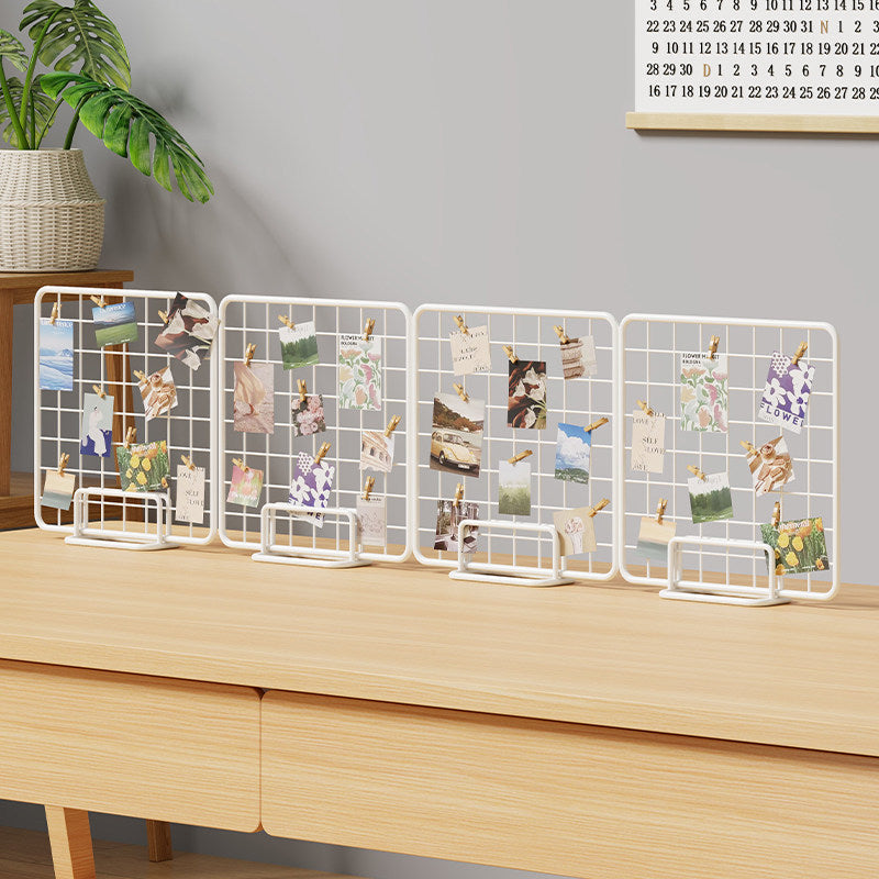 Desktop Wire Photo Grid Display with Stand and Mini Clips