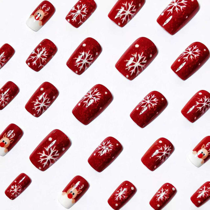 Artificial nails with festive reindeer design Stornfield