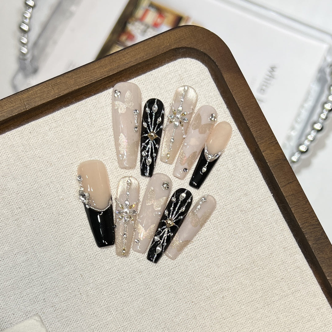 Elegant Butterfly-Inspired Press-On Nail Art Set Stornfield