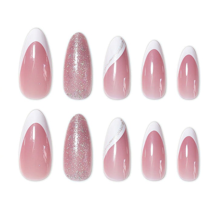 Elegant Glitter French Tip Nail Art Extensions Stornfield