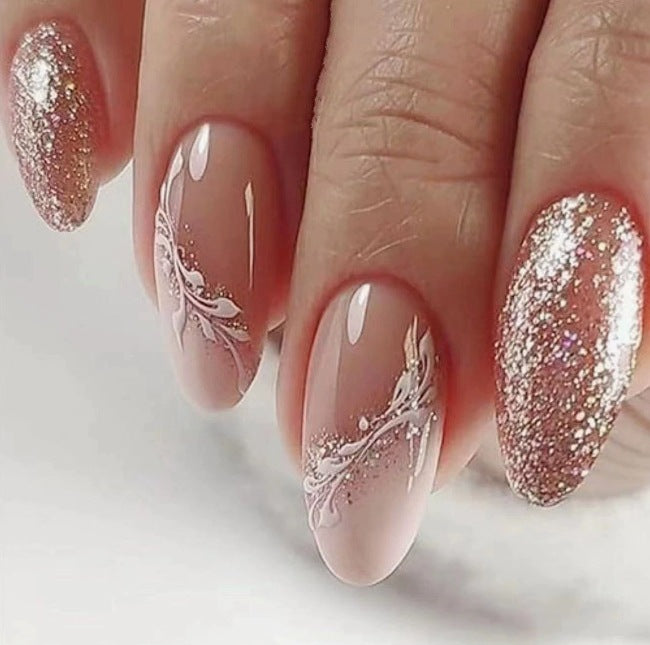 Glittering Floral Nail Art Stornfield