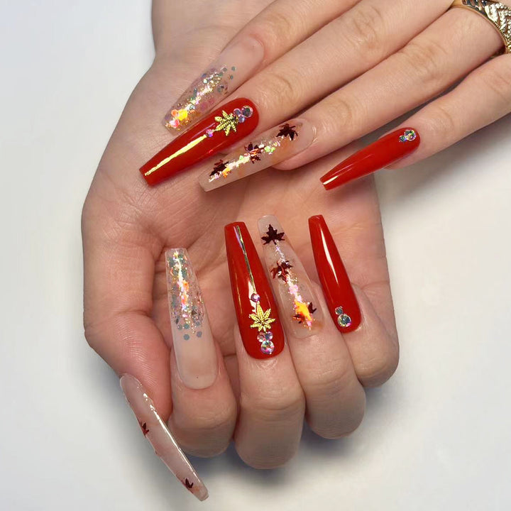 Artistic Nail Extensions with Autumn Motifs Stornfield