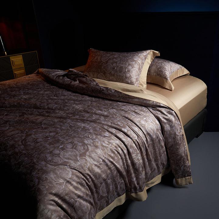 Luxury Paisley Jacquard Sateen Duvet Cover and Pillow Sham Set