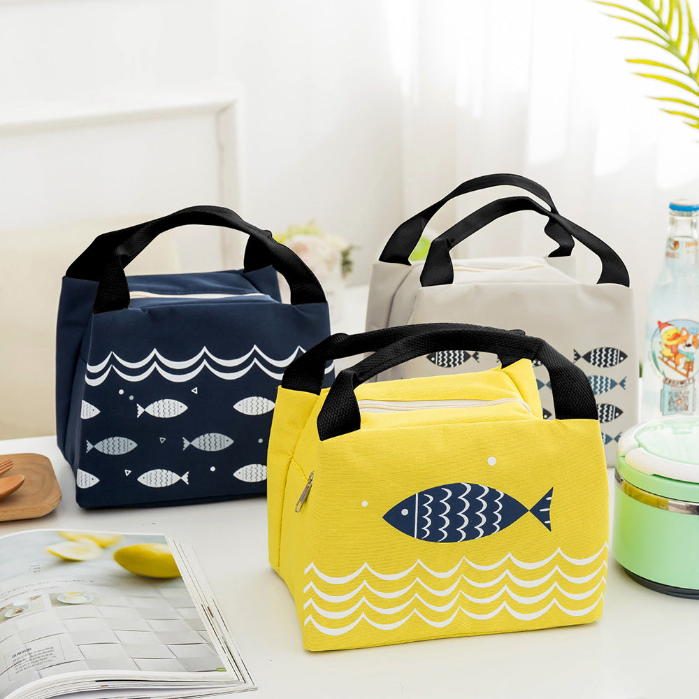 Insulated Lunch Bag with Fish Pattern