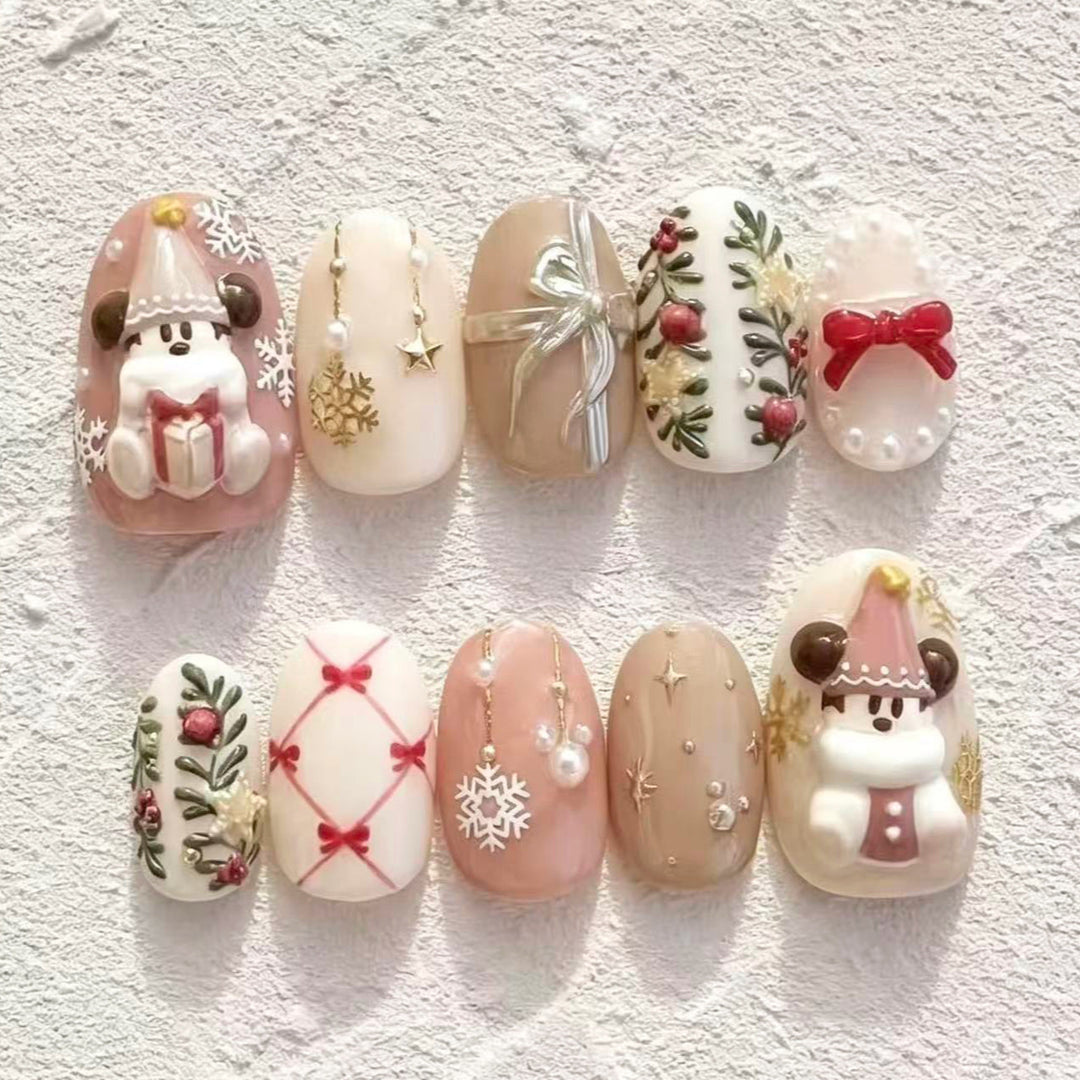 Festive Themed Holiday Press-On Nail Set