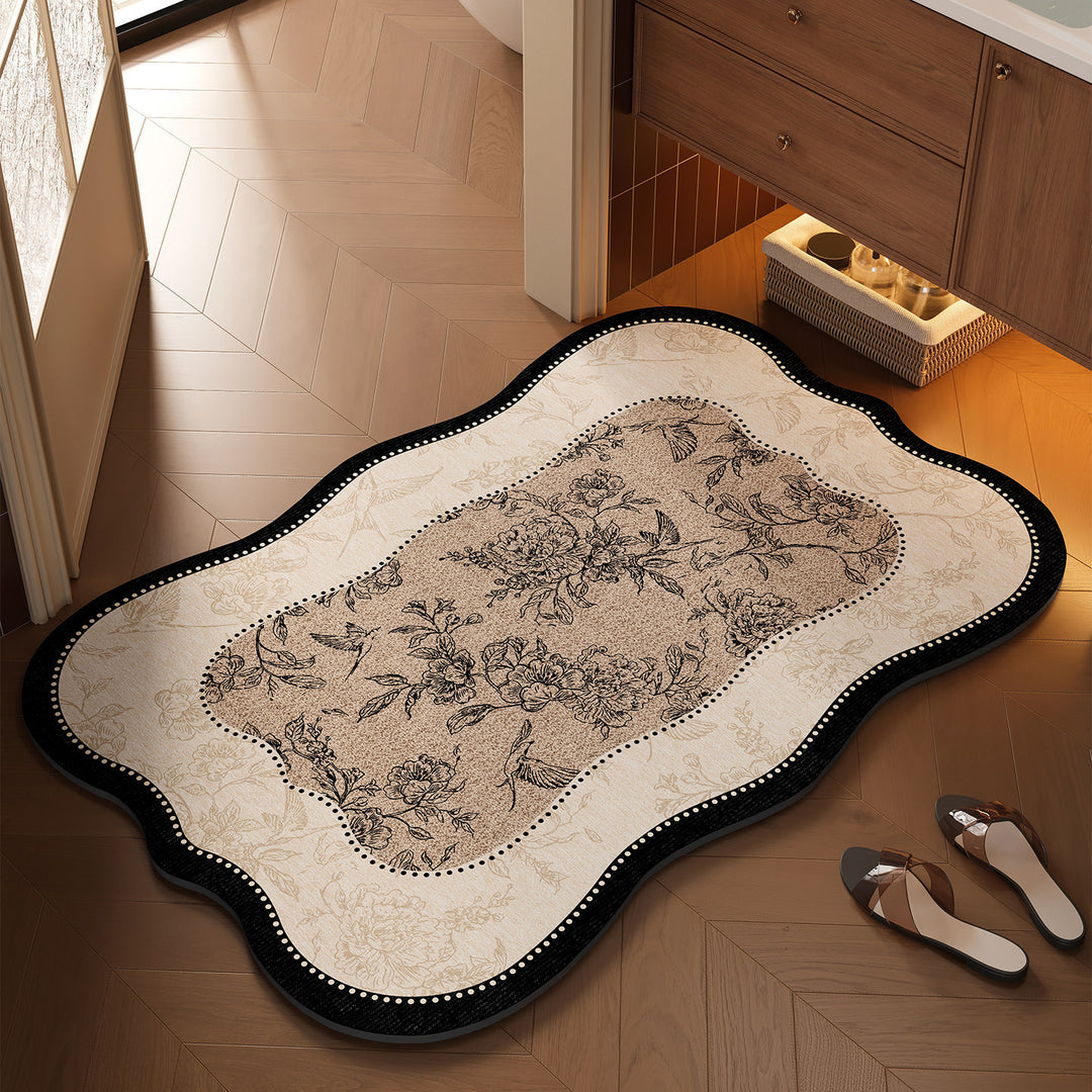Floral-Themed Bathroom Mat