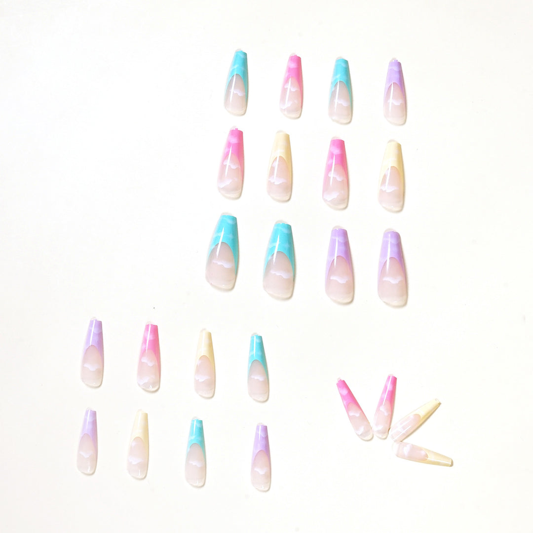 Artistic Acrylic Nails with Cloud Design Stornfield