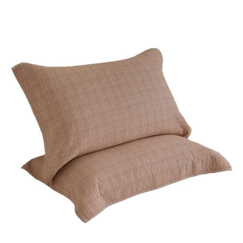 Textured cushion cover set made of cotton-linen blend with waffle structure