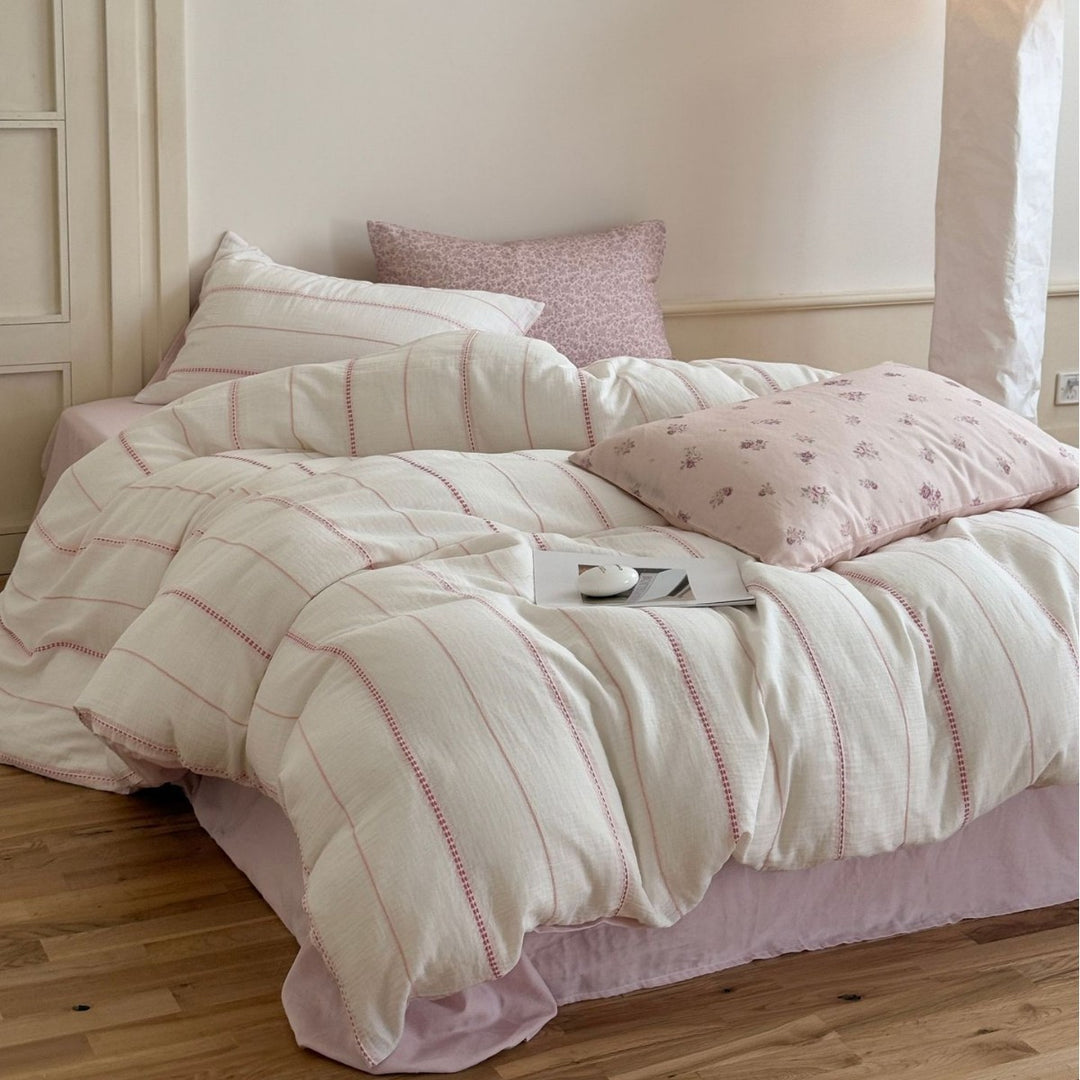 Cotton Gauze Striped Duvet Cover and Pillowcase Set