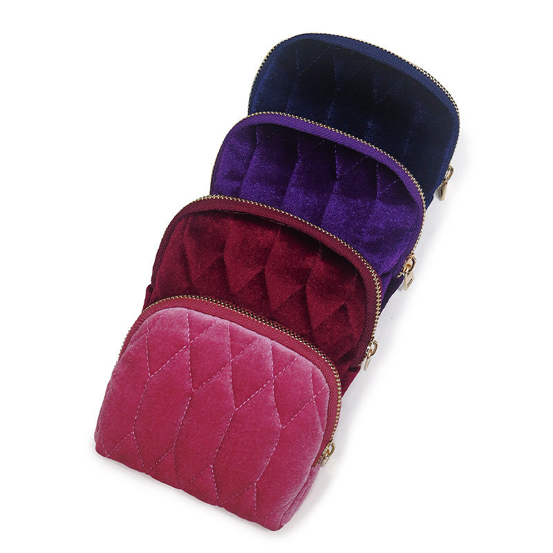 Luxurious Quilted Velvet Makeup Pouch