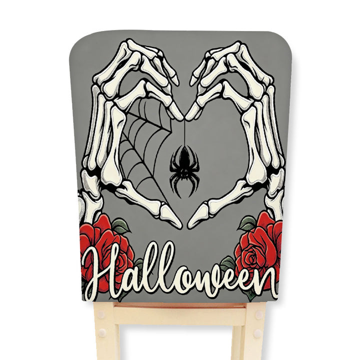 Stretch chair cover for dining chairs with Halloween witch print