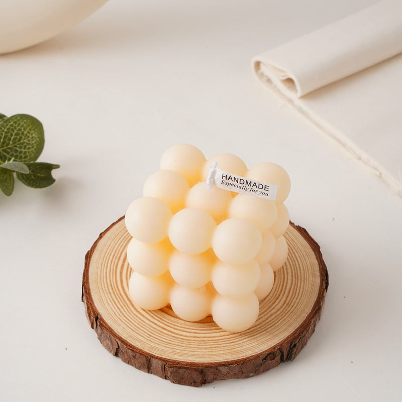 Handcrafted Sphere-Cluster Cube Soy Wax Candle Centerpiece