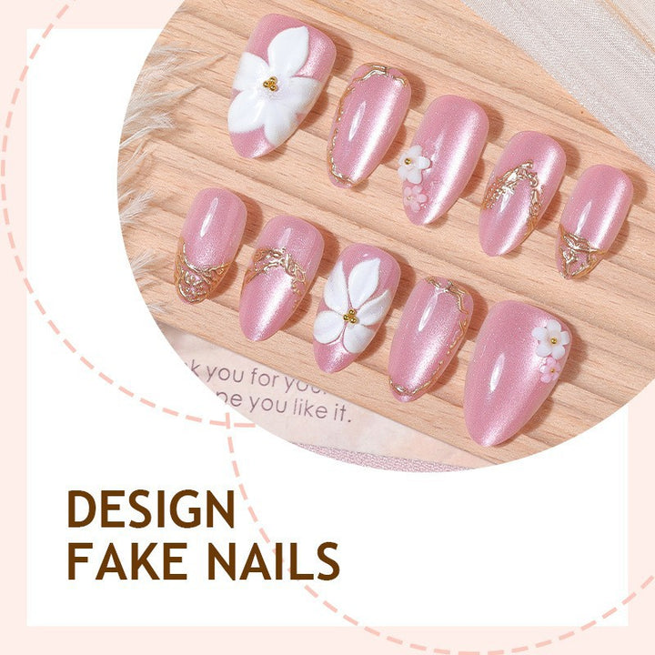 Acrylic nail set with elegant flower and glitter designs Stornfield