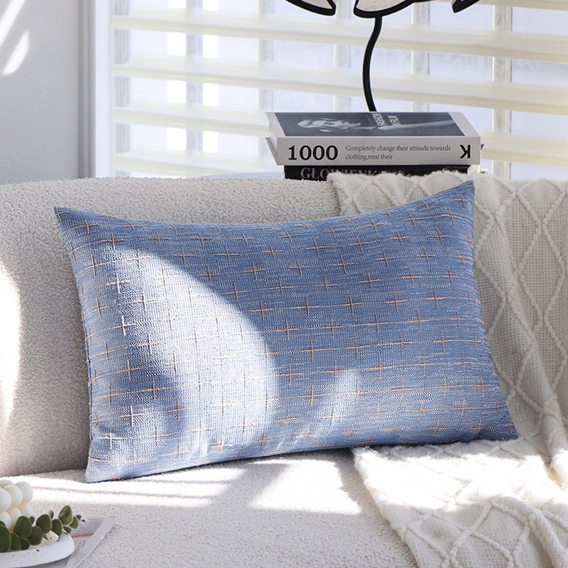 Square cushion cover in Scandinavian minimal style with woven cross pattern and natural linen look Stornfield