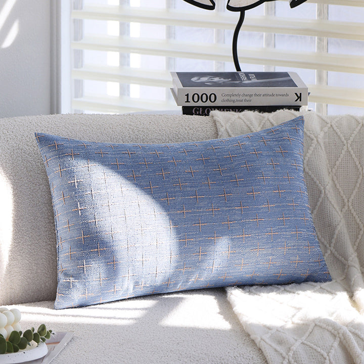 Square cushion cover in Scandinavian minimal style with woven cross pattern and natural linen look Stornfield