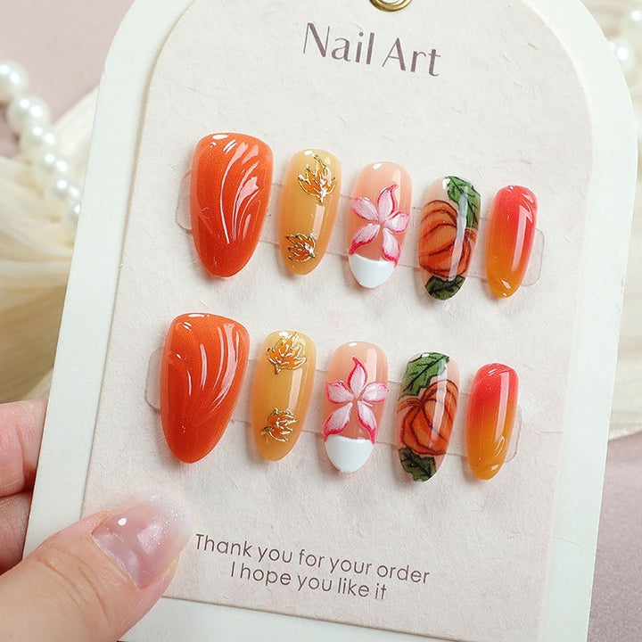 Artificial nail set with floral and autumn designs Stornfield