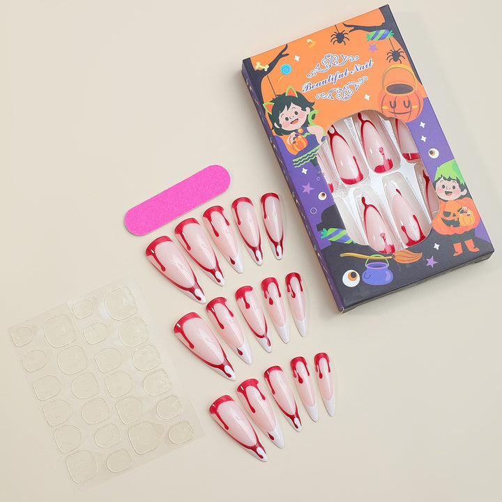 Creative nail art set with spooky blood designs Stornfield